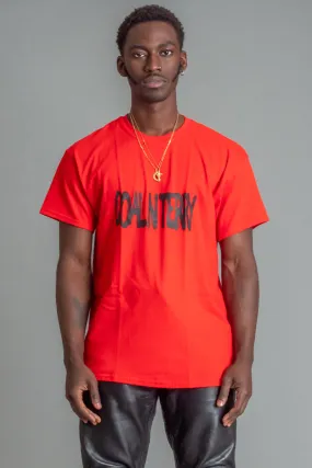 GUYS RED N BLK SPRAY TEE