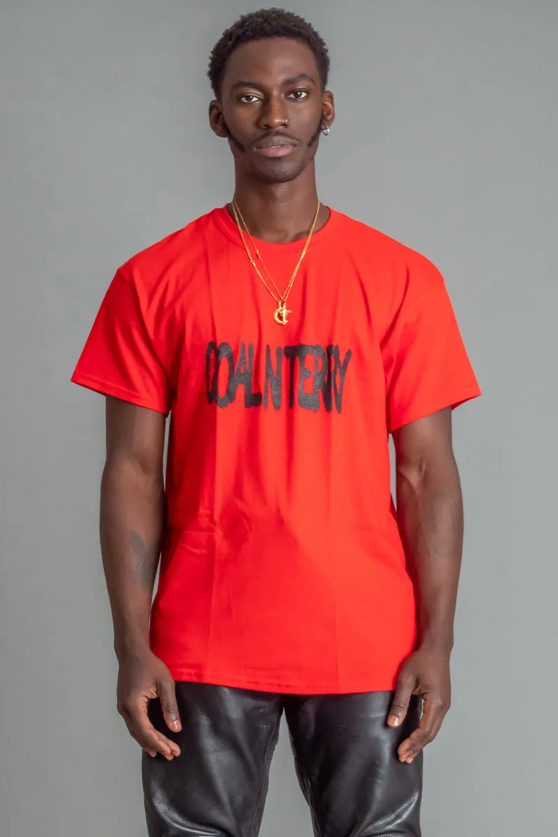 GUYS RED N BLK SPRAY TEE