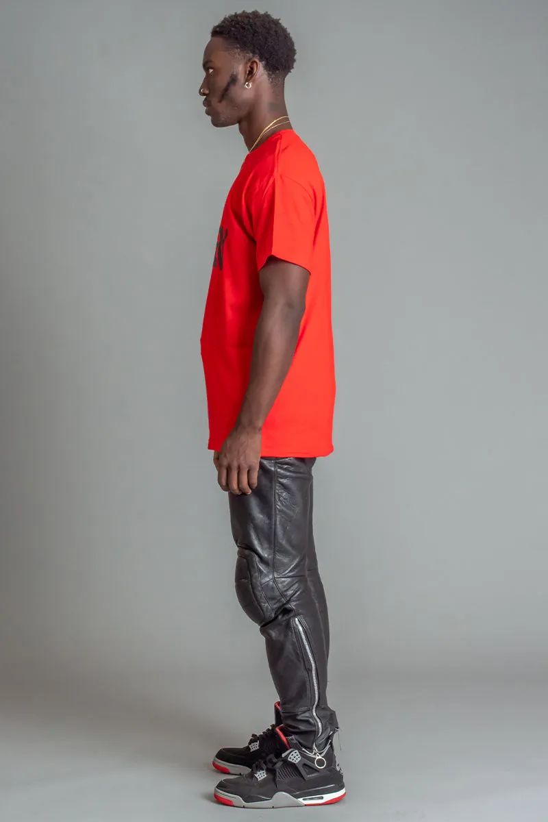 GUYS RED N BLK SPRAY TEE