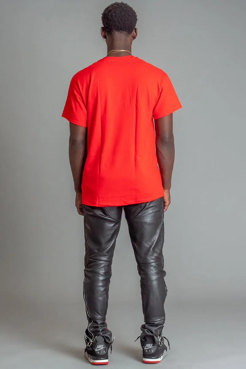 GUYS RED N BLK SPRAY TEE