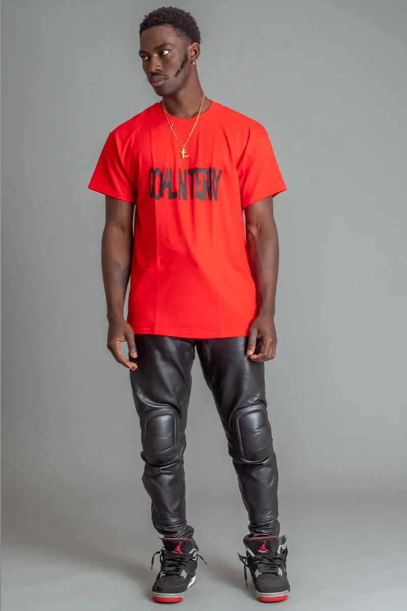 GUYS RED N BLK SPRAY TEE