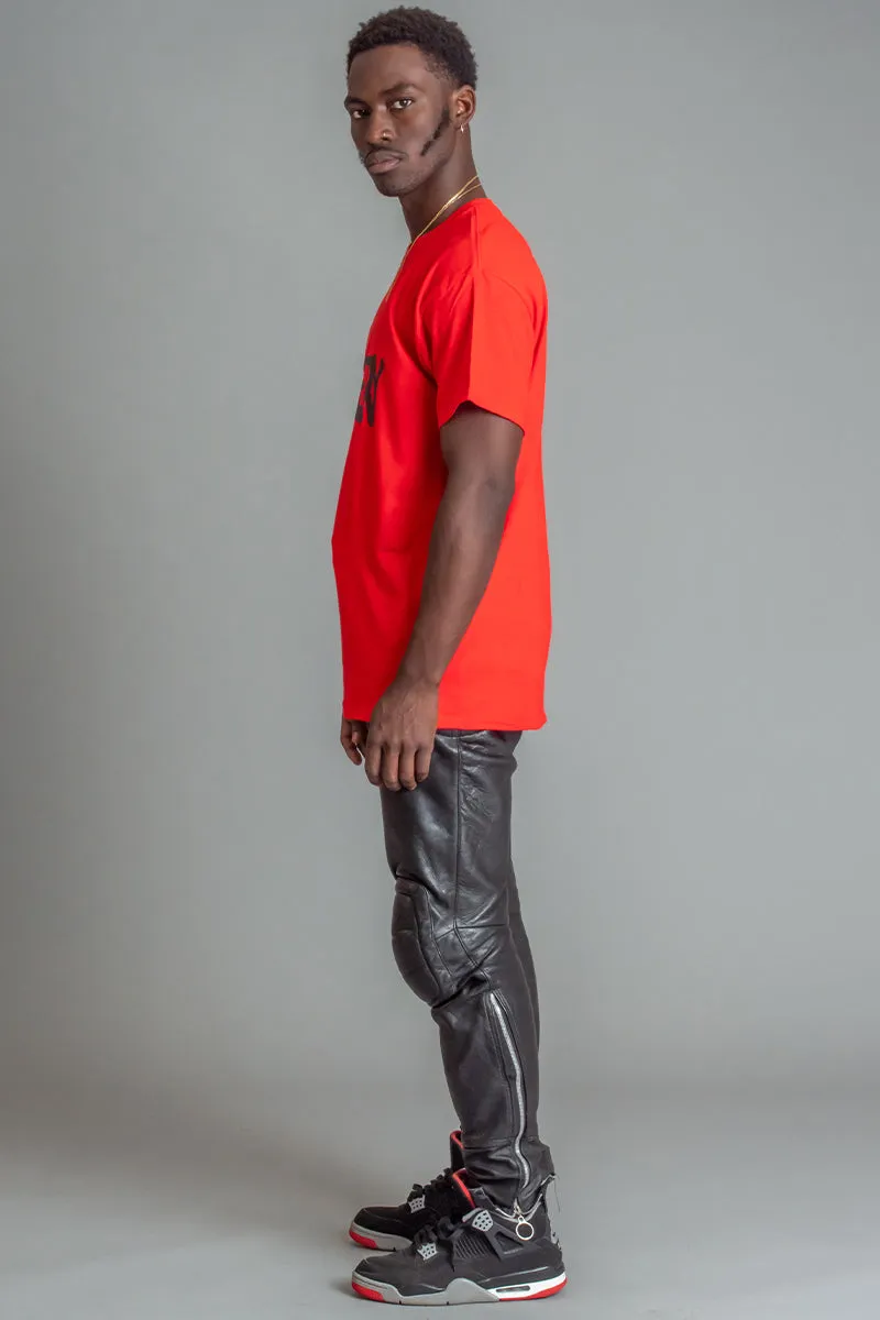 GUYS RED N BLK SPRAY TEE