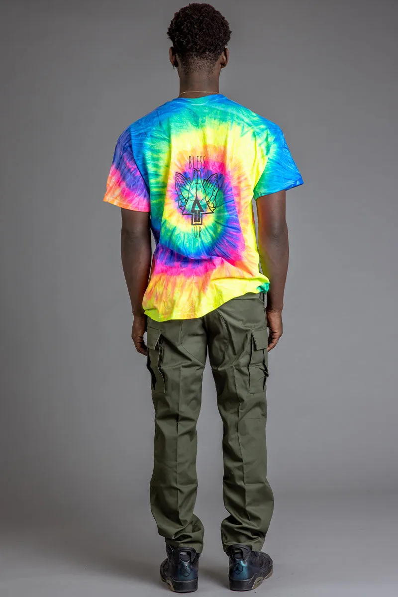 GUYS TIE DYE N BLK BLESS UP TEE