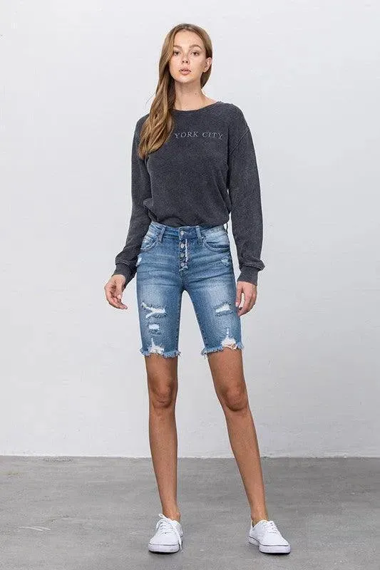 High Rise Bermuda Midi Shorts