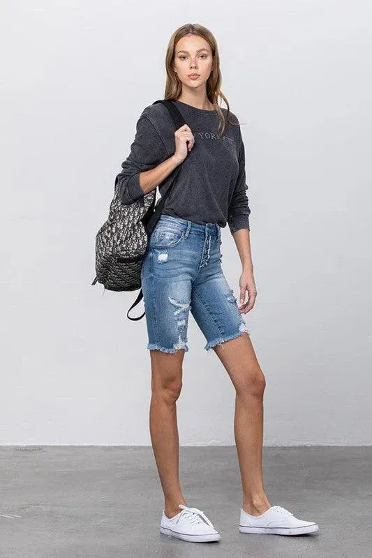 High Rise Bermuda Midi Shorts