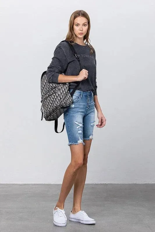 High Rise Bermuda Midi Shorts