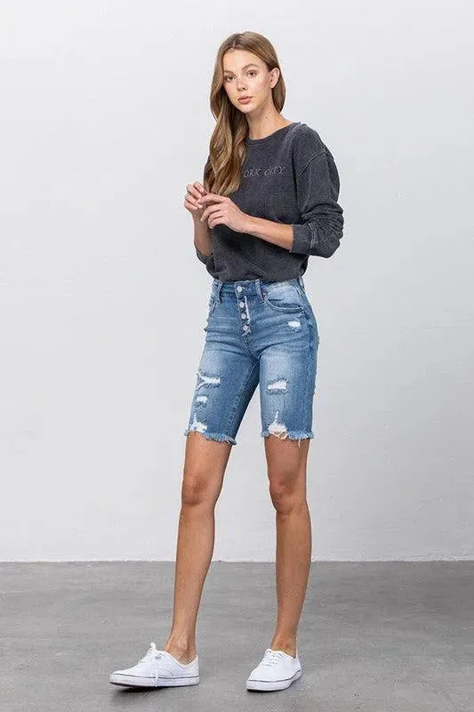 High Rise Bermuda Midi Shorts