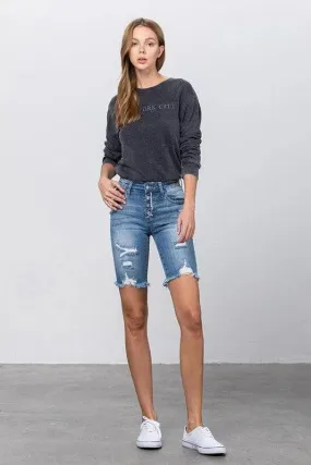 High Rise Bermuda Midi Shorts