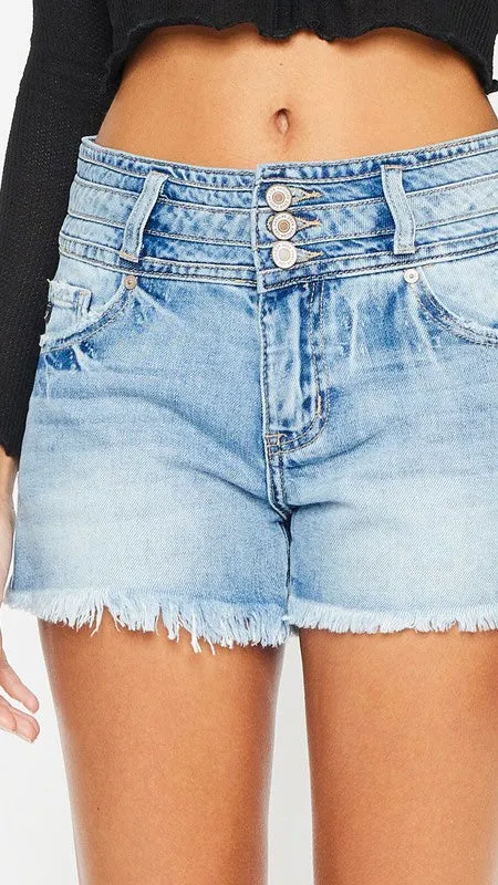 High Rise Triple Button Cotton Shorts
