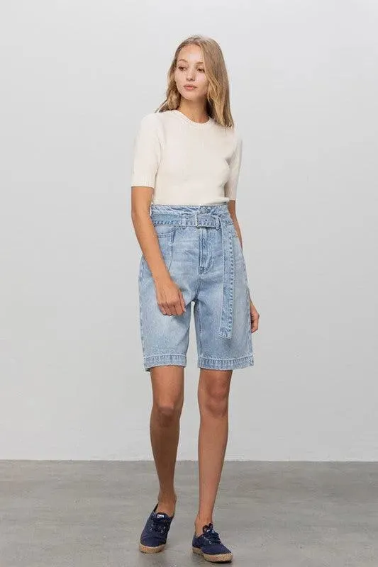 Insane Gene Belted Denim Bermuda