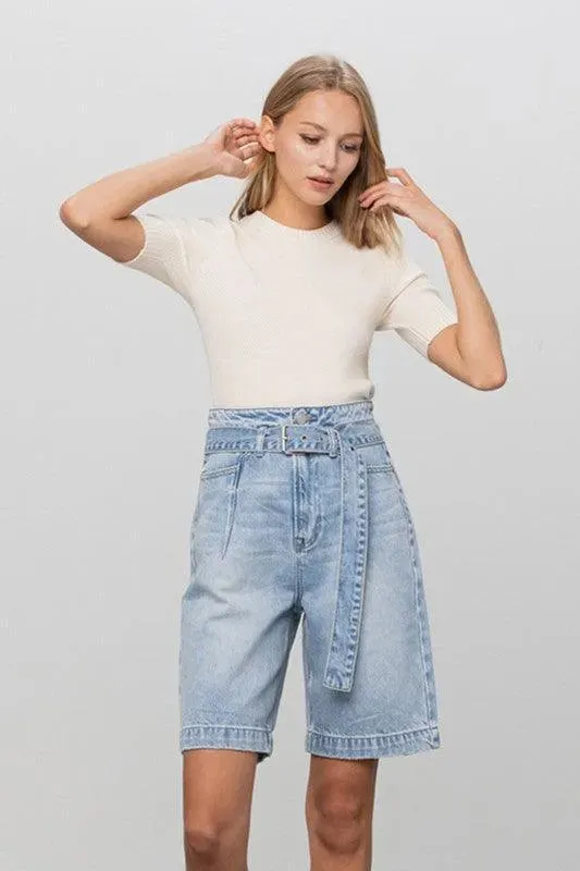 Insane Gene Belted Denim Bermuda