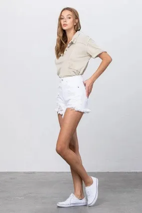 Insane Gene High Rise White Shorts