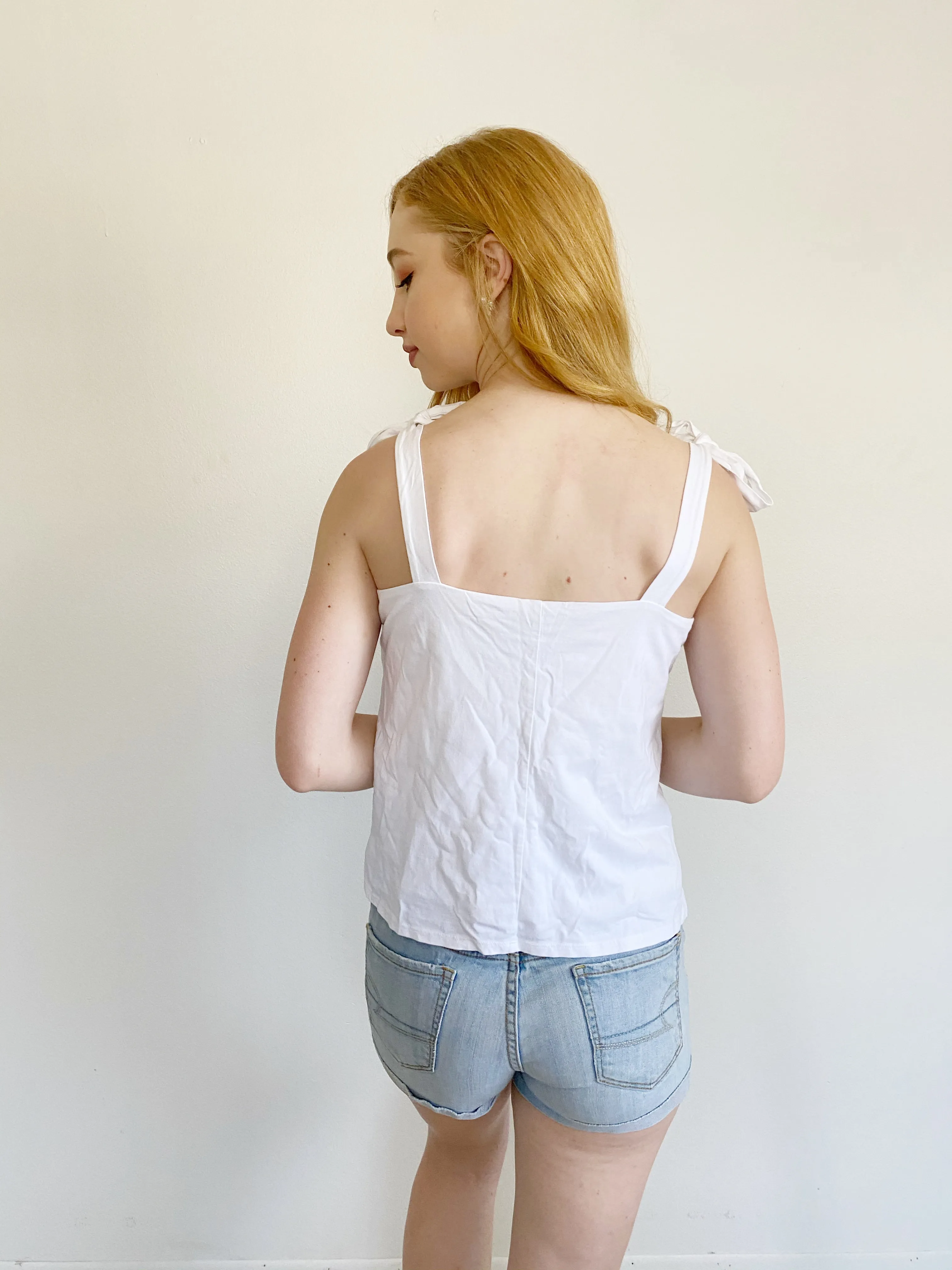 J. Crew Cotton Tie White Tank Top Medium