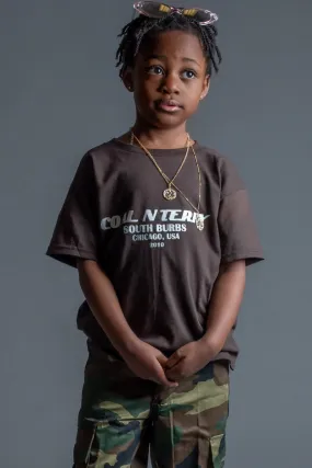 KIDS CHOCOLATE N WHITE BURBS TEE