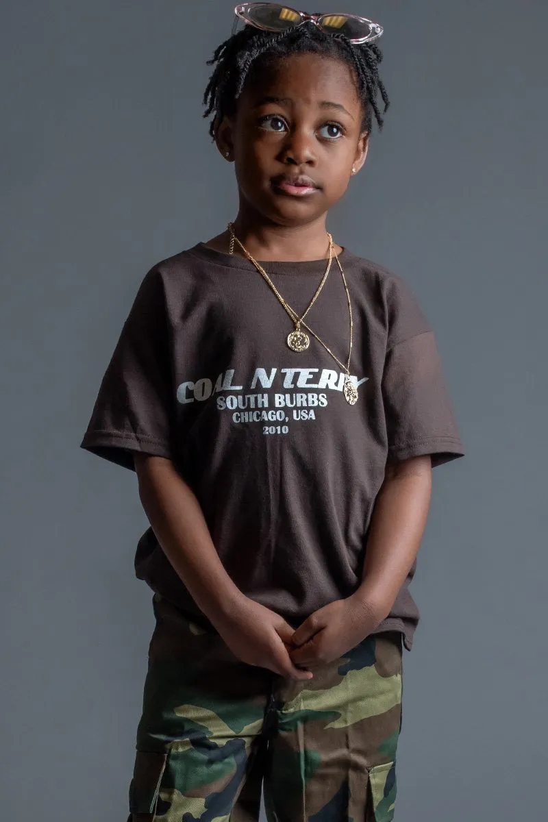 KIDS CHOCOLATE N WHITE BURBS TEE