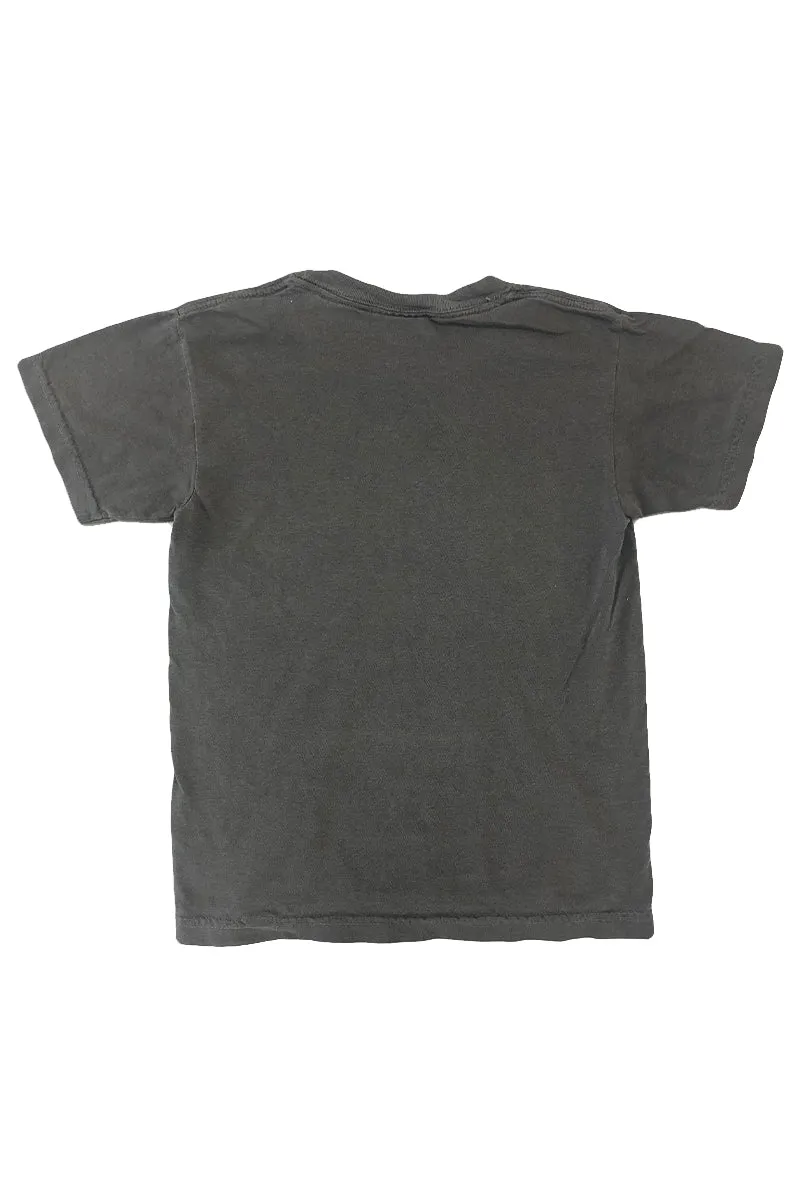 KIDS DARK GREY N ORANGE SPRAY TEE