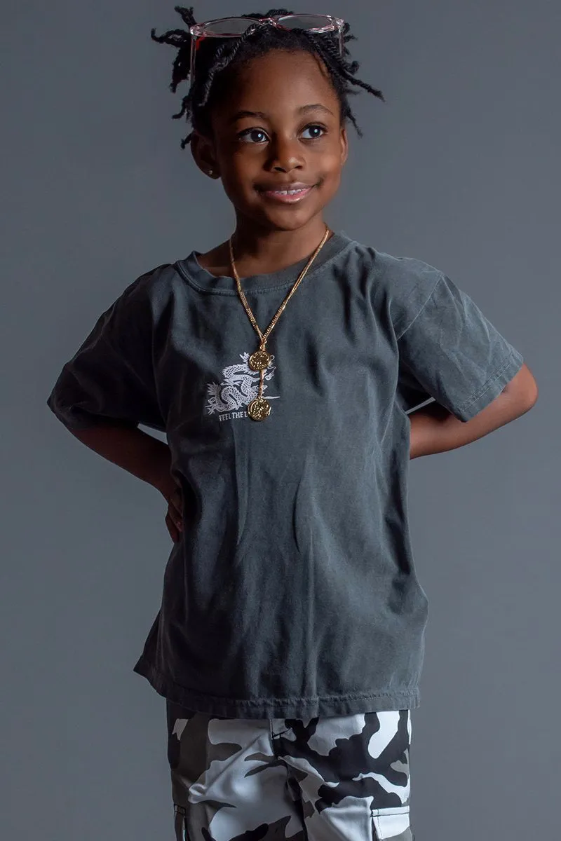 KIDS DARK GREY N WHITE FTB TEE