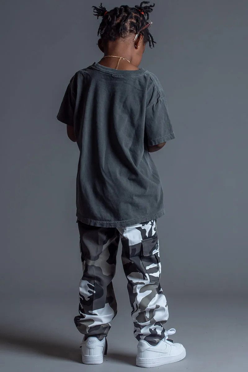 KIDS DARK GREY N WHITE FTB TEE