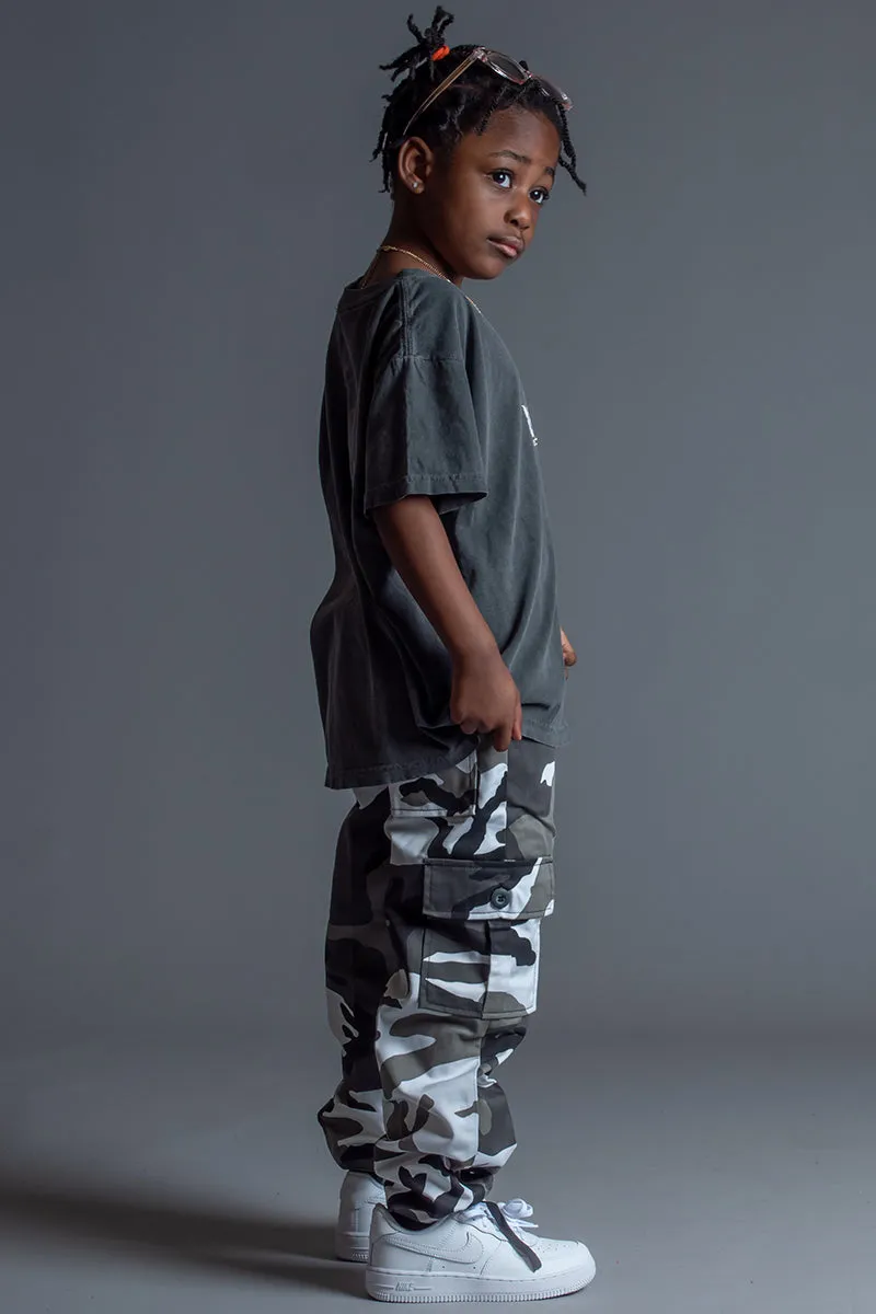 KIDS DARK GREY N WHITE FTB TEE