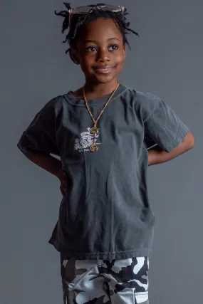 KIDS DARK GREY N WHITE FTB TEE