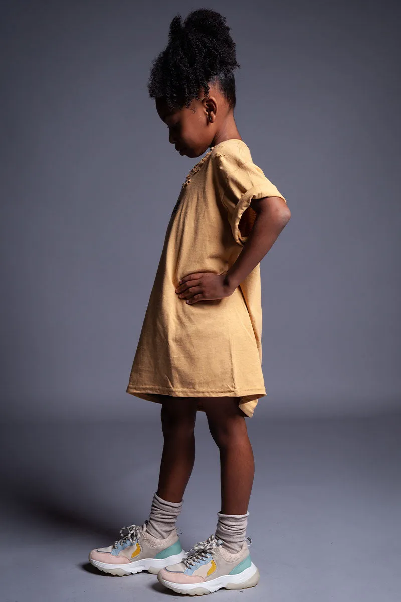 KIDS MUSTARD N BLK MINI MEDI TEE - DIS
