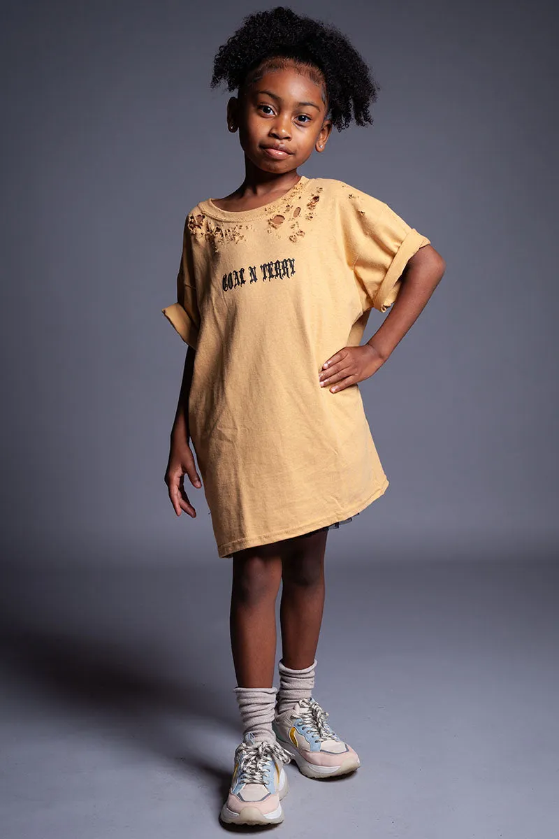KIDS MUSTARD N BLK MINI MEDI TEE - DIS