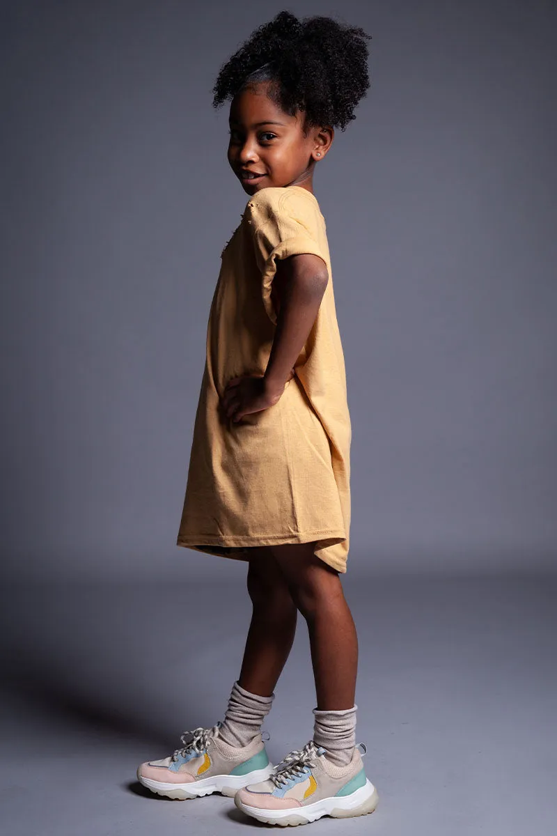 KIDS MUSTARD N BLK MINI MEDI TEE - DIS