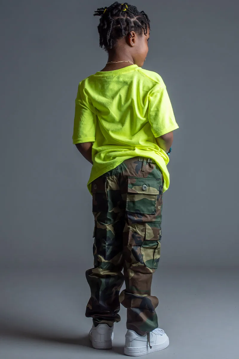 KIDS NEON GREEN N BLK MINI MEDI TEE