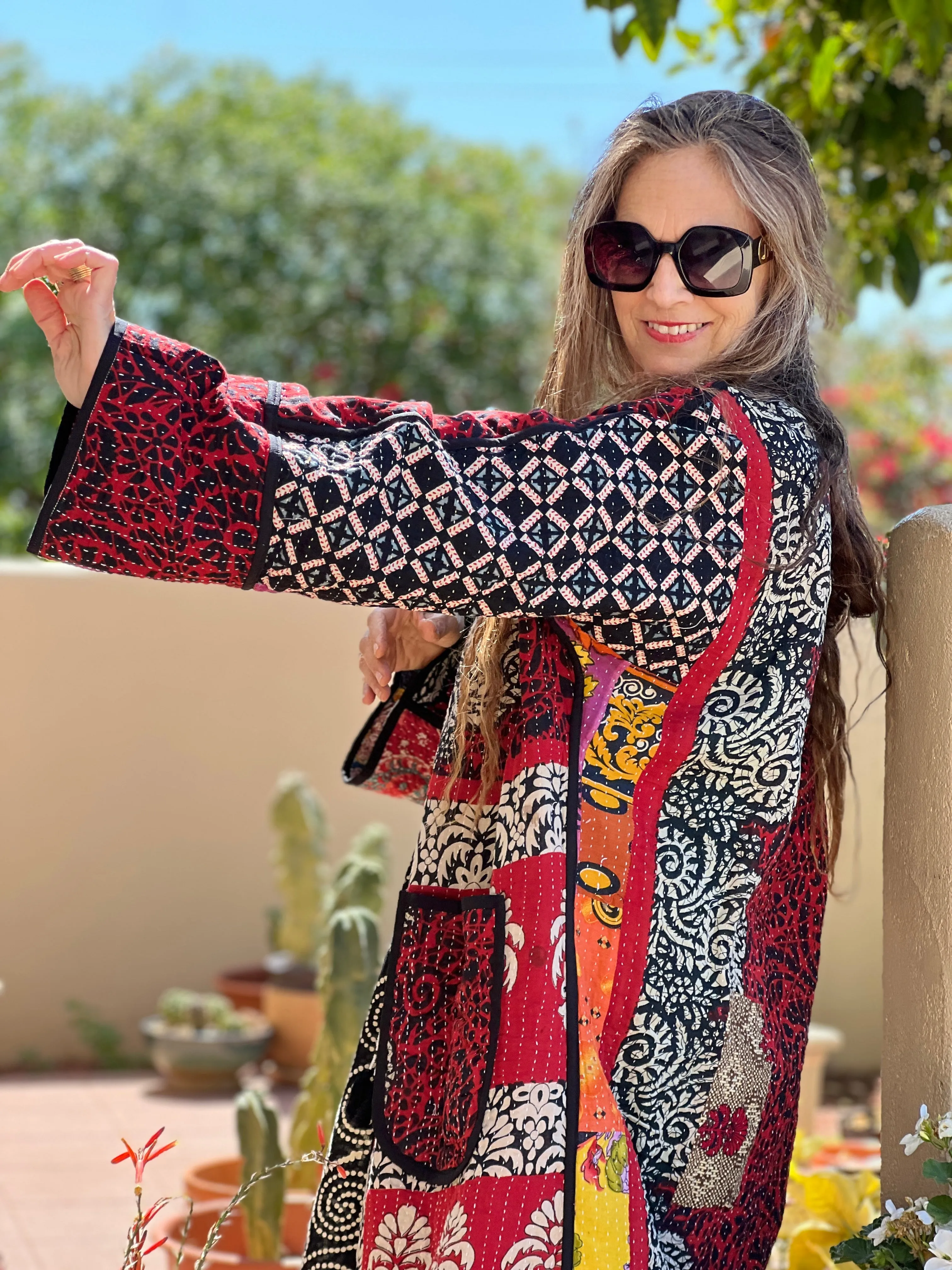 Kovalam Kantha  Cotton Jacket Reversible One of a Kind