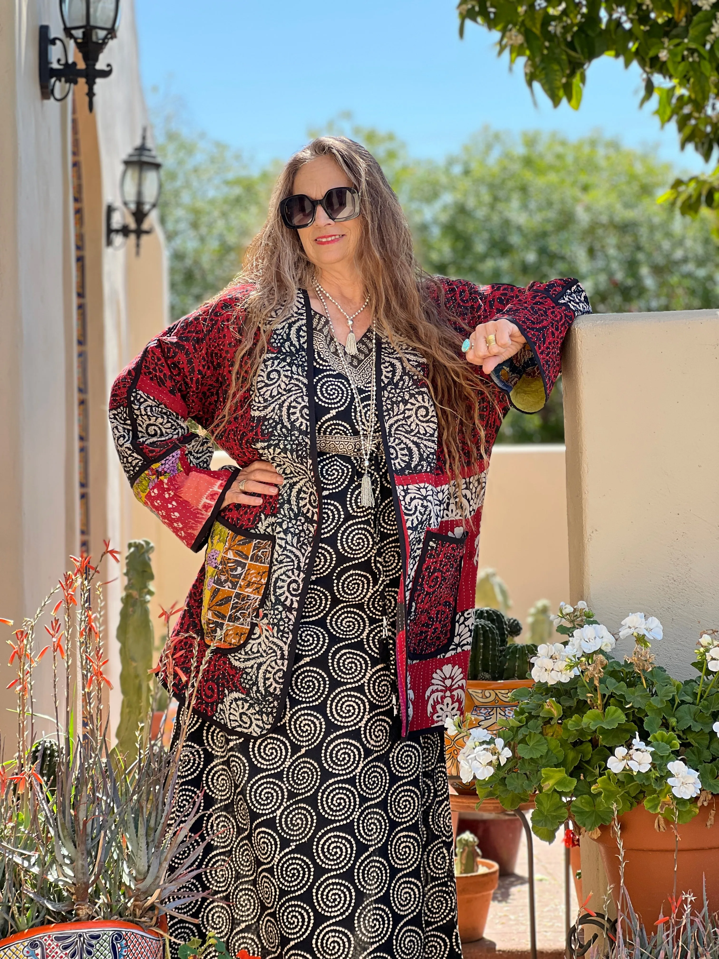 Kovalam Kantha  Cotton Jacket Reversible One of a Kind