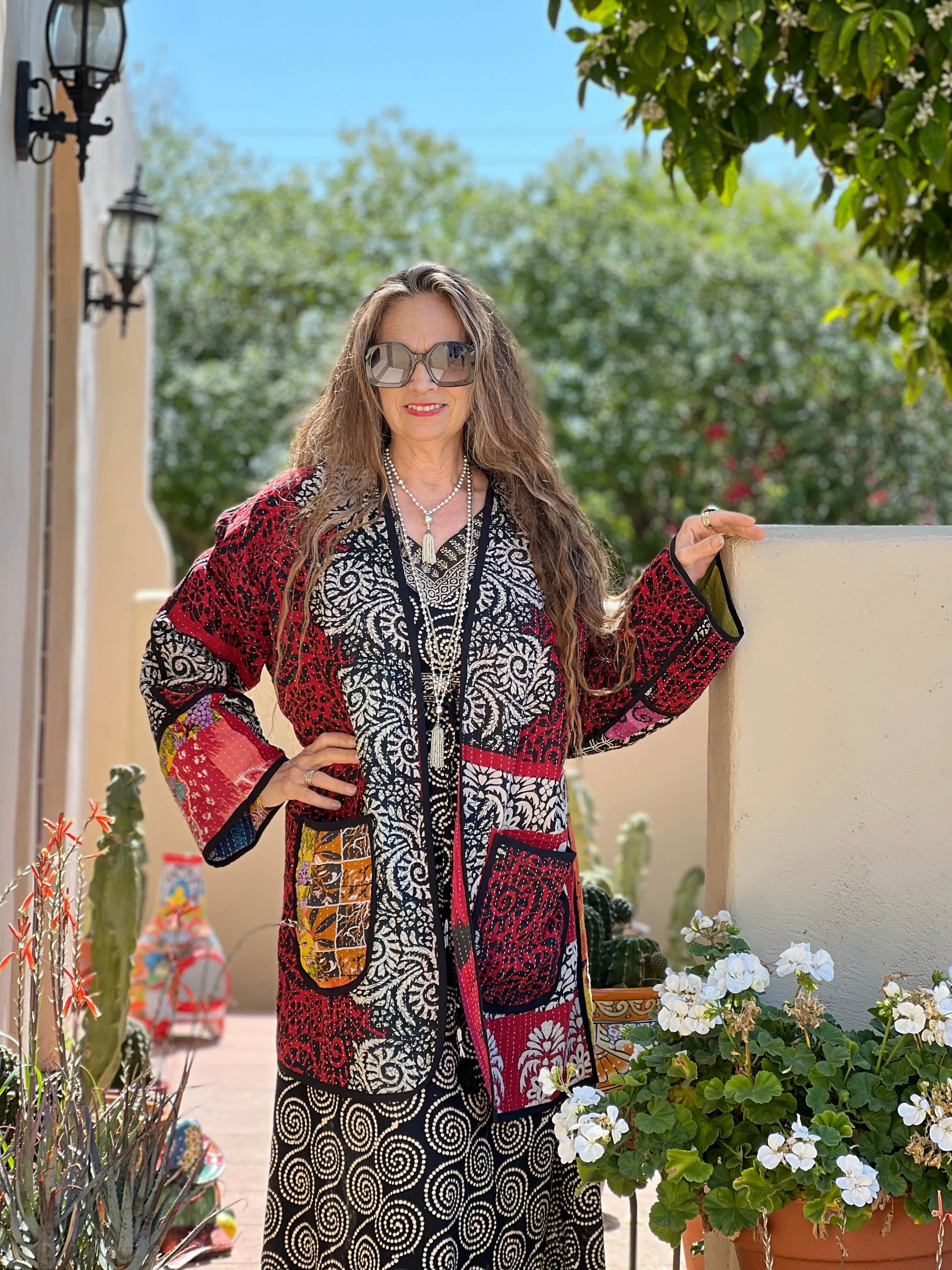 Kovalam Kantha  Cotton Jacket Reversible One of a Kind