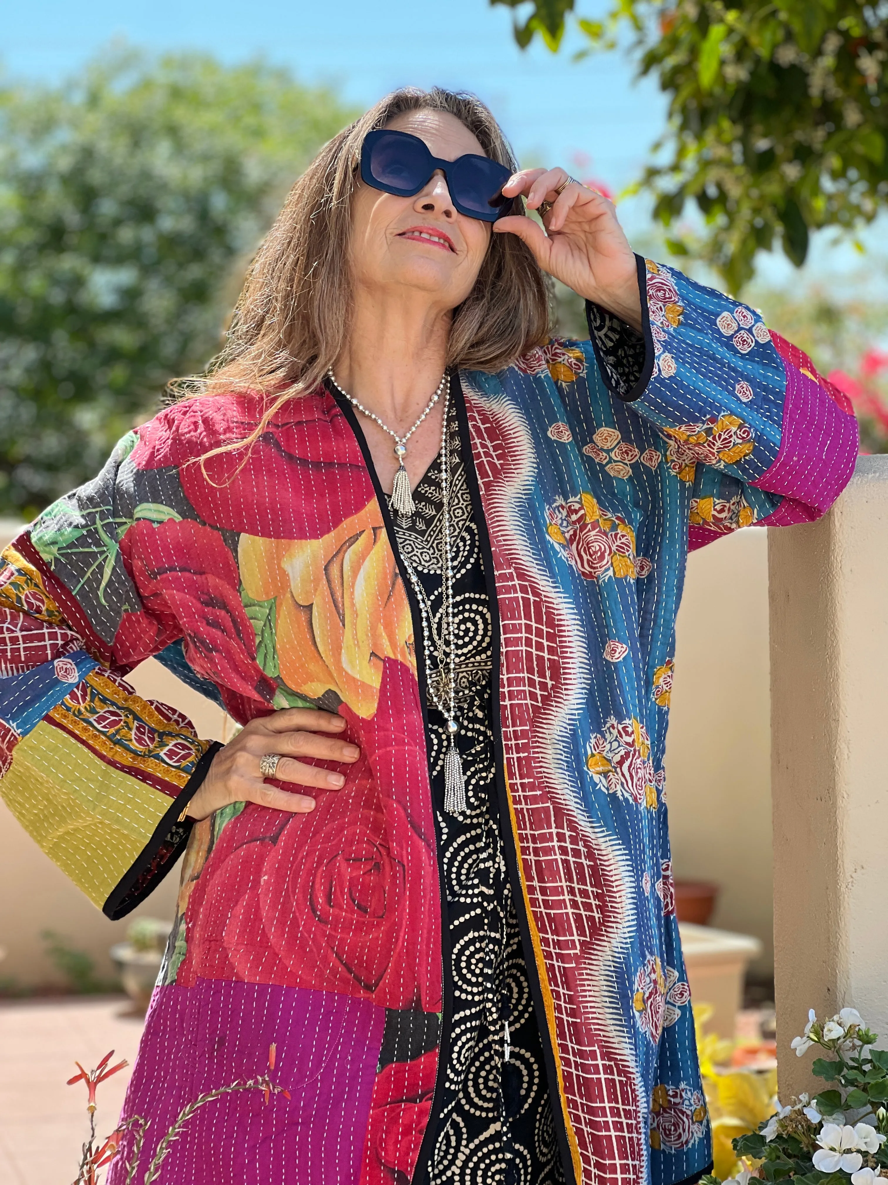 Kovalam Kantha  Cotton Jacket Reversible One of a Kind