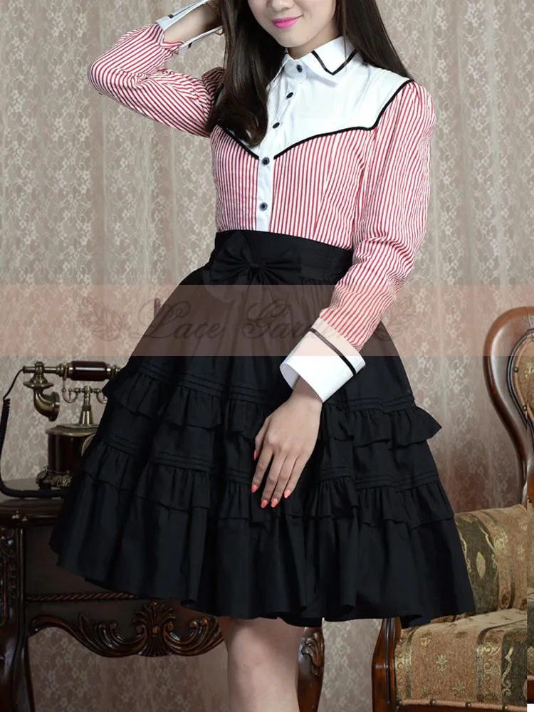 Lace Garden~Classic Lolita Black SK Puffy Skirt