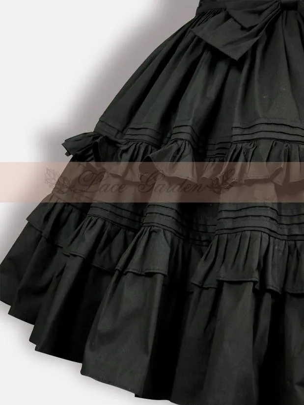 Lace Garden~Classic Lolita Black SK Puffy Skirt