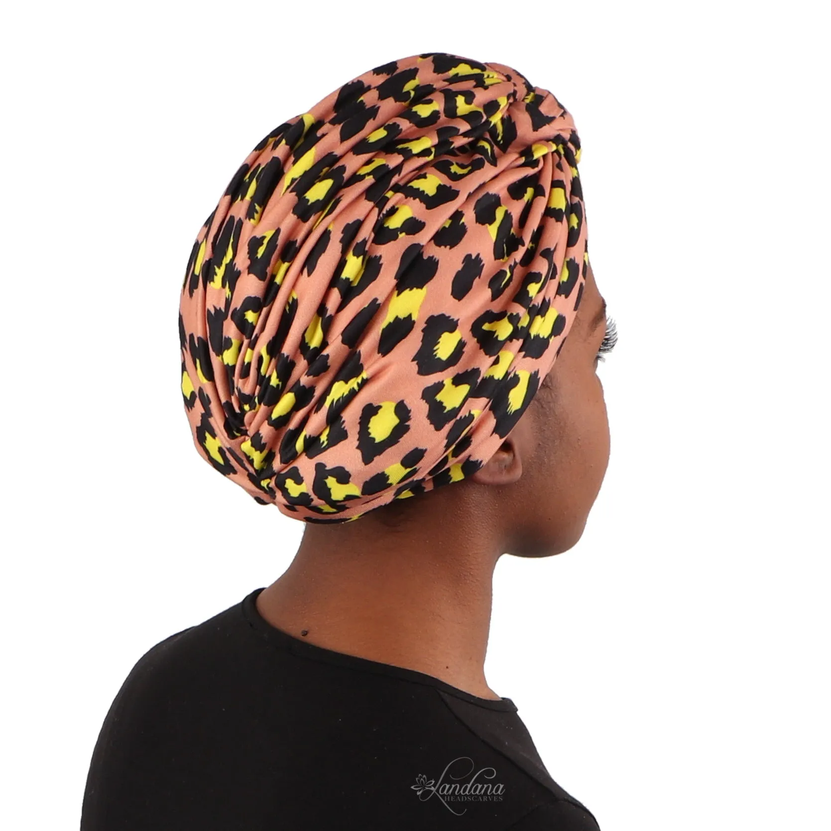 Light Brown Leopard Turban Twist Knot