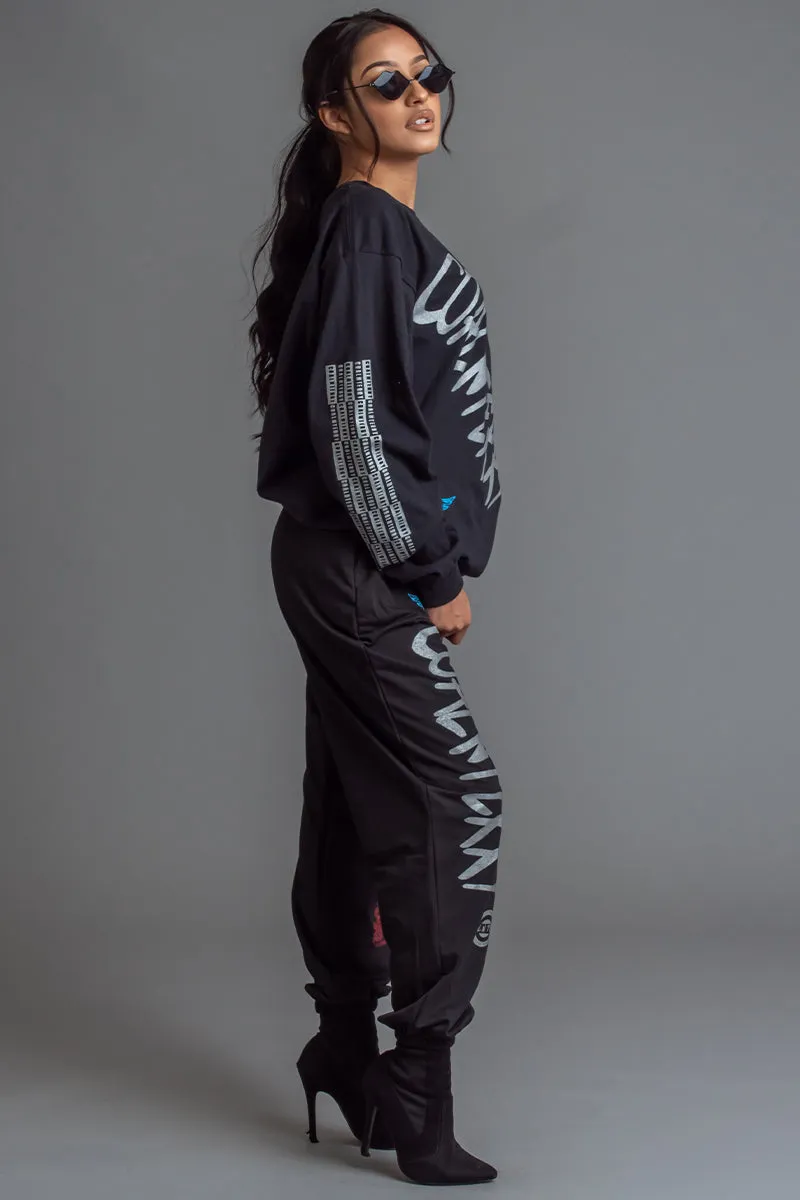 LONG SLEEVE BLK N SILVER CNT RAGER TEE