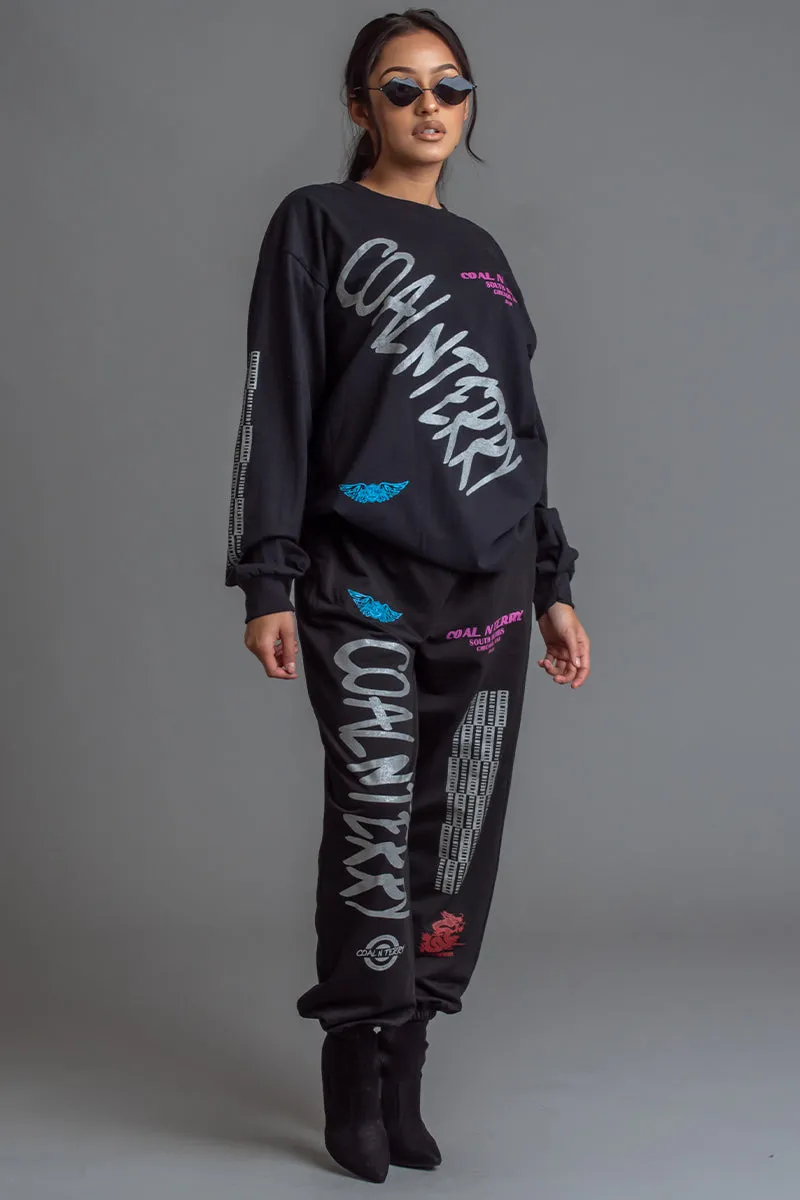 LONG SLEEVE BLK N SILVER CNT RAGER TEE