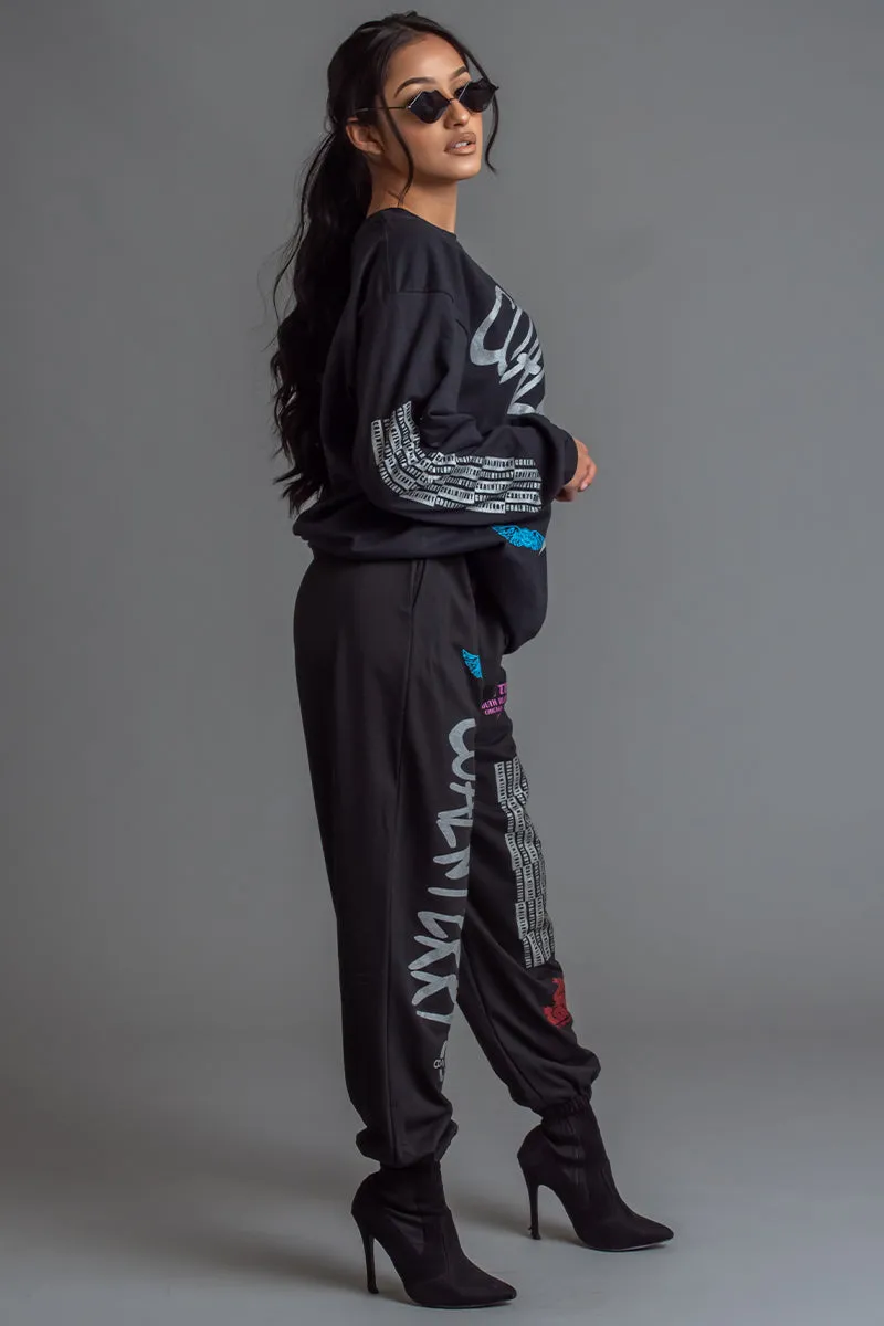 LONG SLEEVE BLK N SILVER CNT RAGER TEE