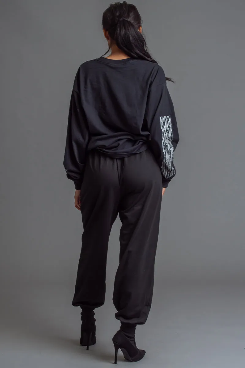 LONG SLEEVE BLK N SILVER CNT RAGER TEE