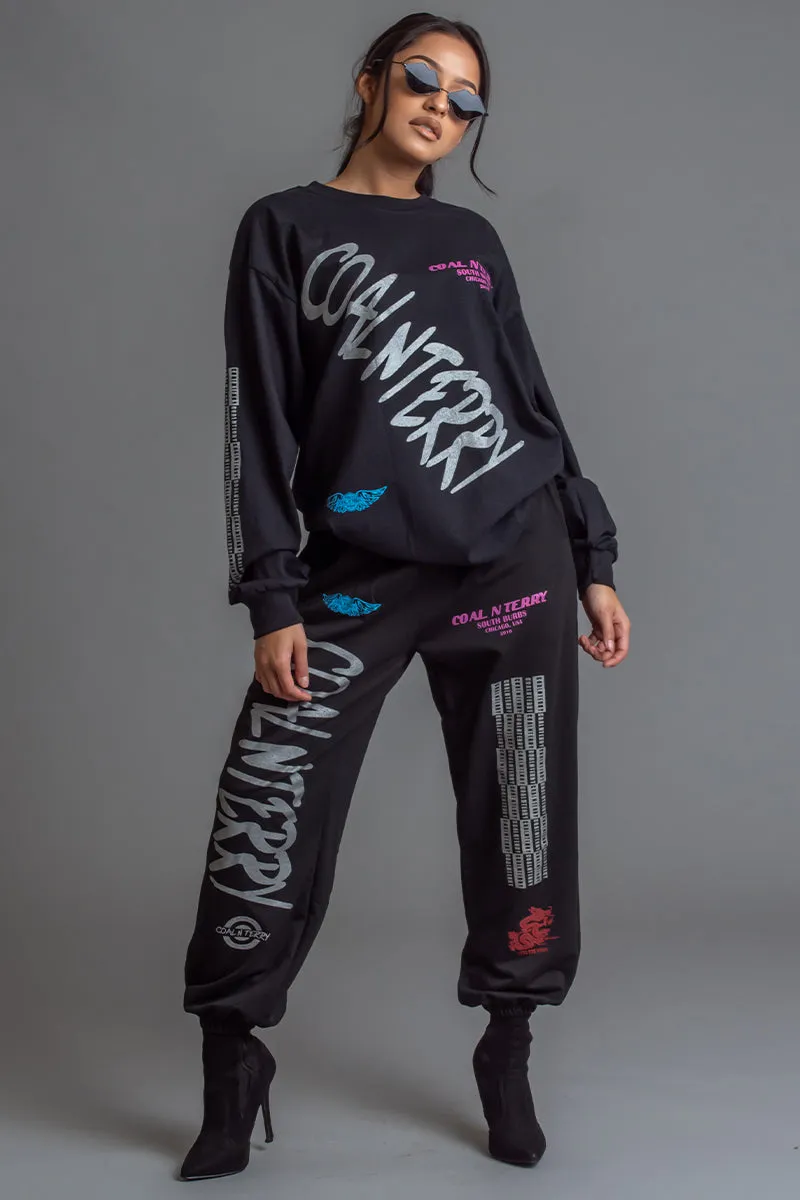 LONG SLEEVE BLK N SILVER CNT RAGER TEE
