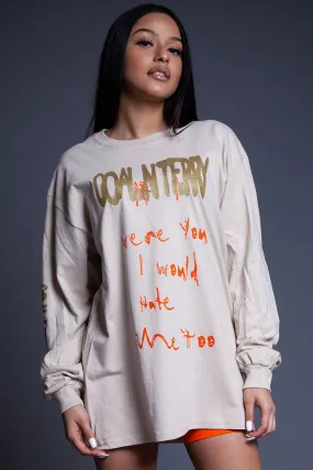 LONG SLEEVE SAND N ORANGE HATE ME TEE