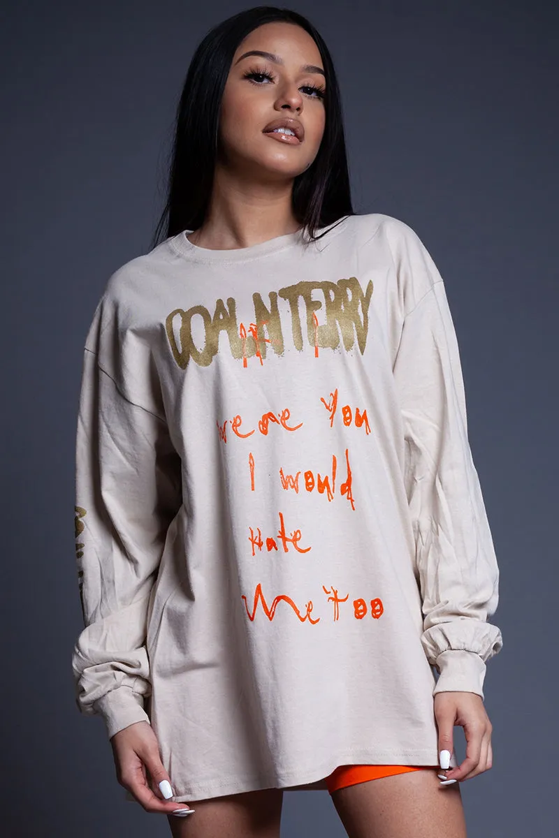 LONG SLEEVE SAND N ORANGE HATE ME TEE