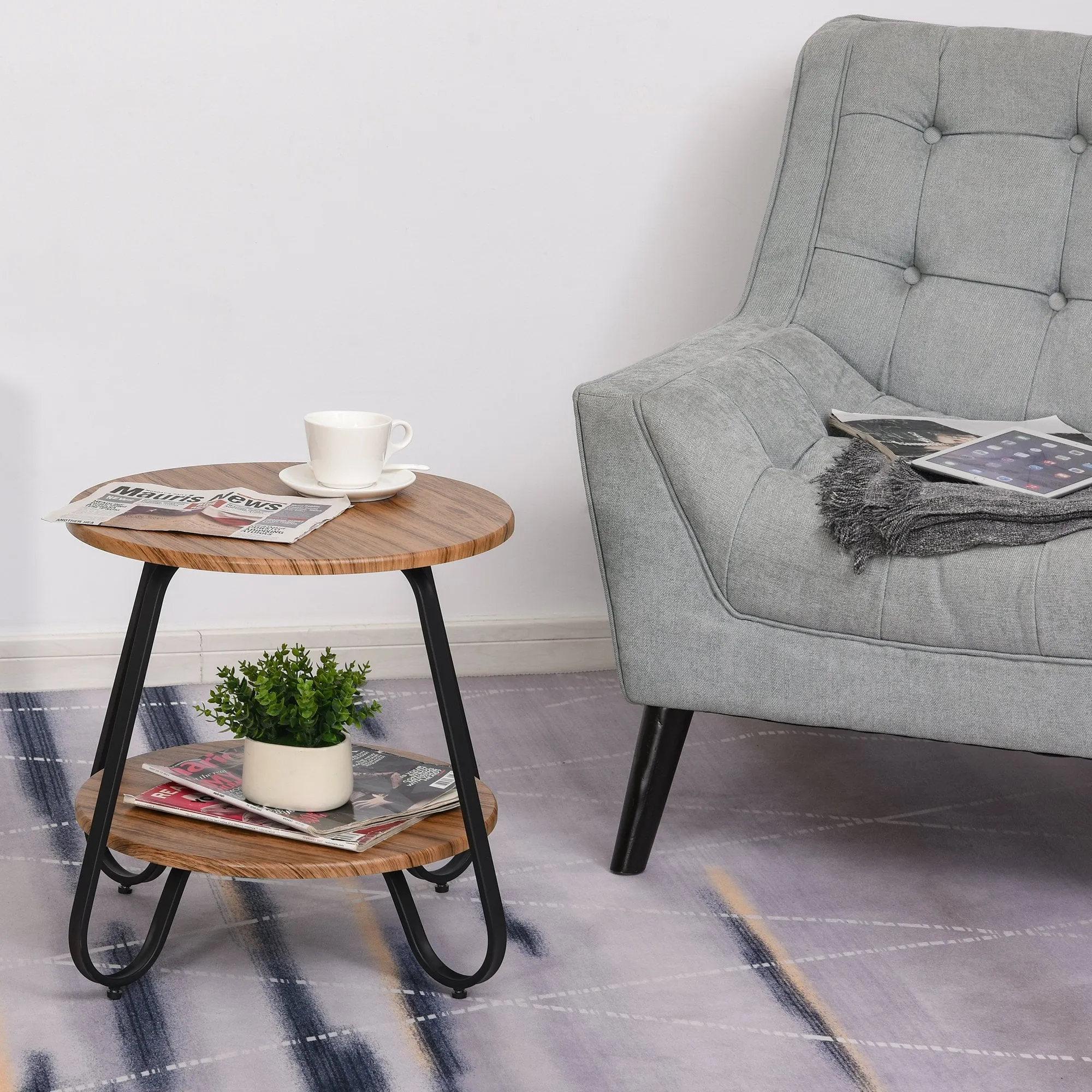 Metal Frame 2-Tier Particle Board Coffee Table