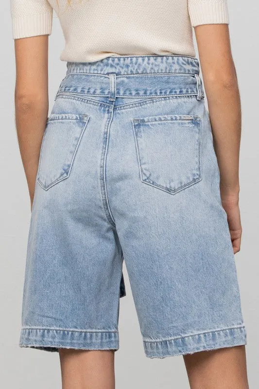 Mia Self Belted Bermuda Denim Shorts