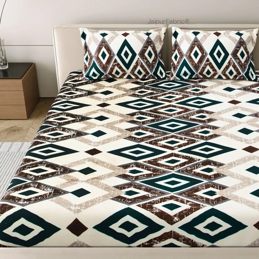 Modern Diamond Mosaic Chilly Winter Evenings Woolen Double Bedsheet