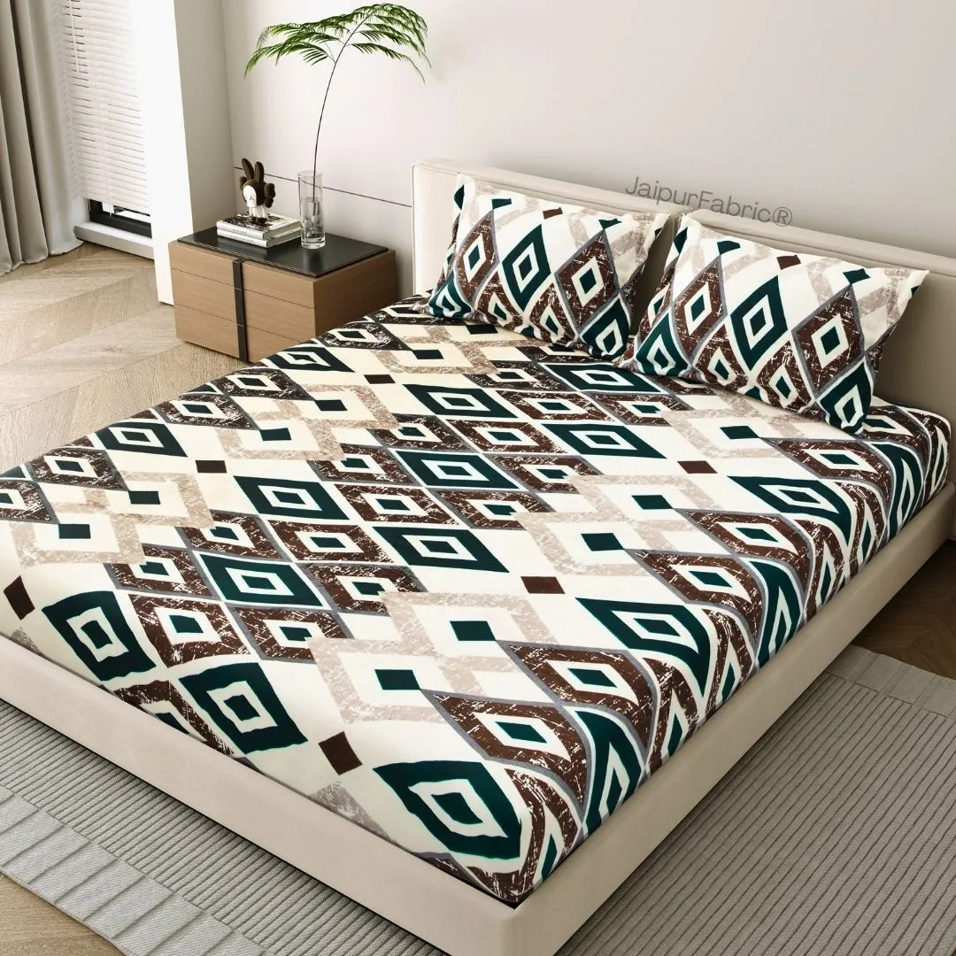 Modern Diamond Mosaic Chilly Winter Evenings Woolen Double Bedsheet