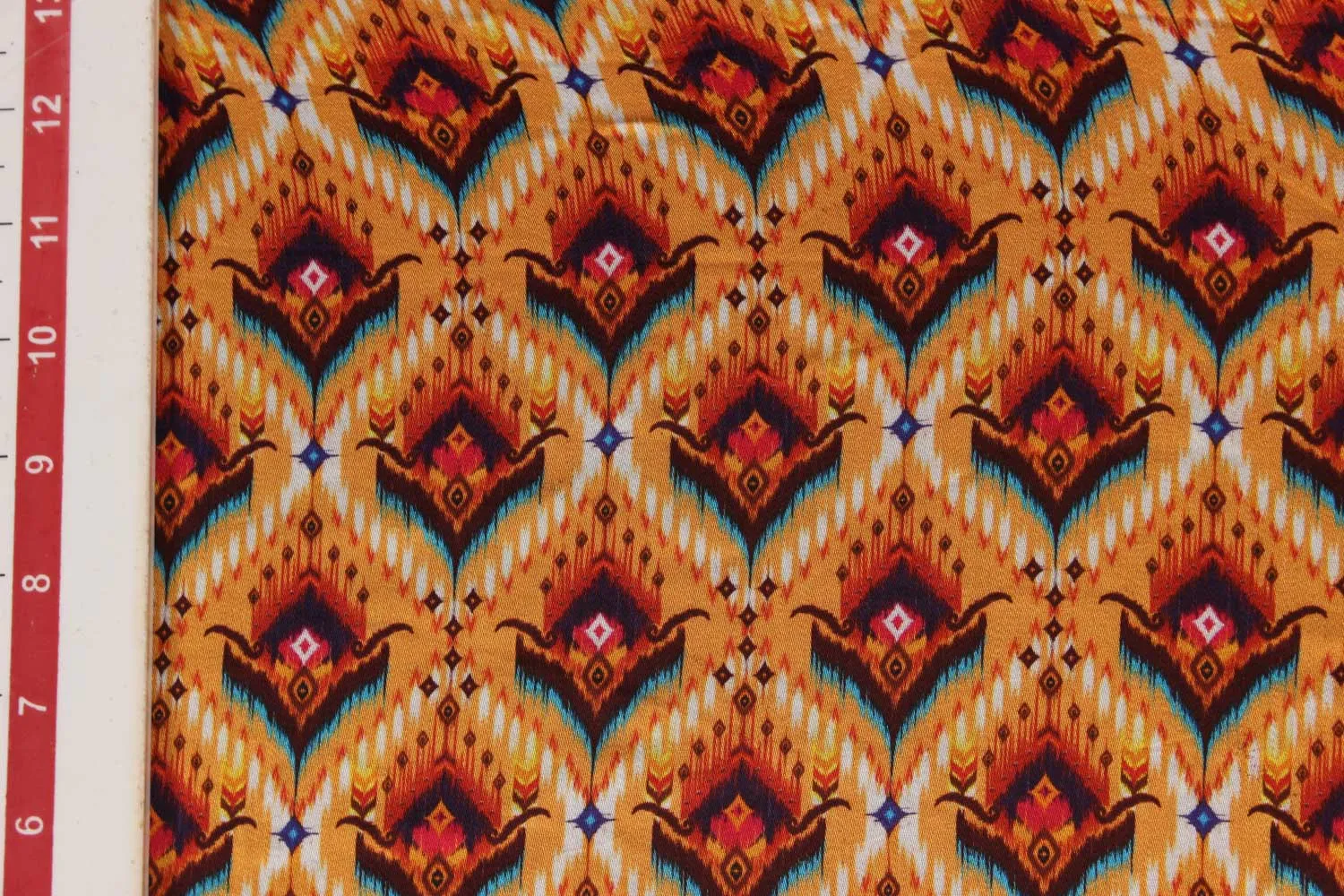 Multicolor Motifs Modal Satin Fabric