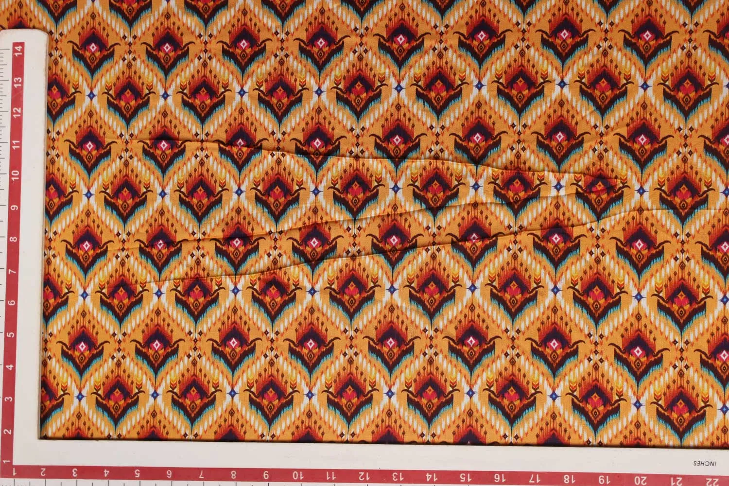 Multicolor Motifs Modal Satin Fabric