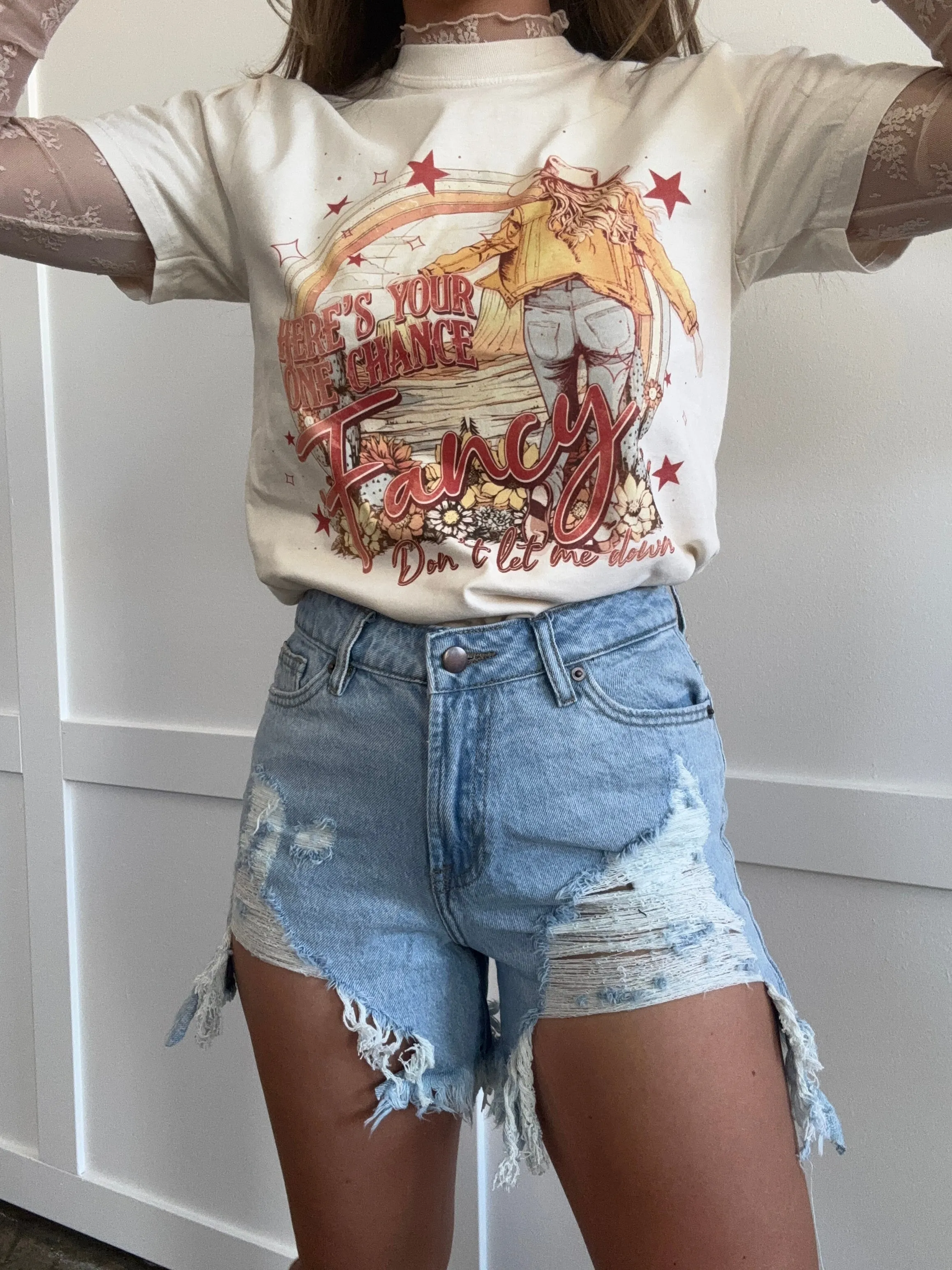 Naomi High Waisted Fringed Hem Shorts