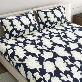 Navy Leaf Luxe Stylish Winter Bedrooms Woolen Double Bedsheet